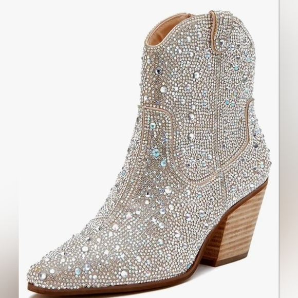 💙NWOT Rhinestone Booties for Women LSparkly Cowgirl Boots - Picture 4 of 4